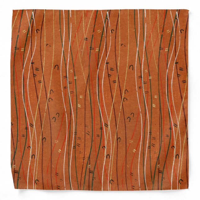 Wavy Red Stripes: Modern Japanese Abstract Art  Bandana (Front)