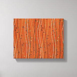 Wavy Red Stripes: Modern Japanese Abstract Art Canvas Print