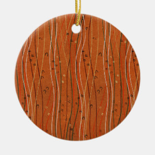 Wavy Red Stripes: Modern Japanese Abstract Art  Ceramic Ornament