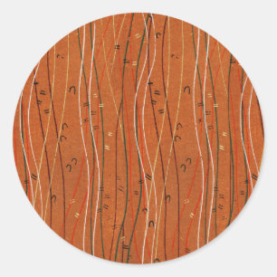 Wavy Red Stripes: Modern Japanese Abstract Art Classic Round Sticker