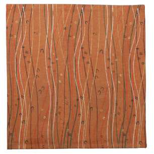 Wavy Red Stripes: Modern Japanese Abstract Art Cloth Napkin
