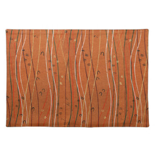Wavy Red Stripes: Modern Japanese Abstract Art  Cloth Placemat