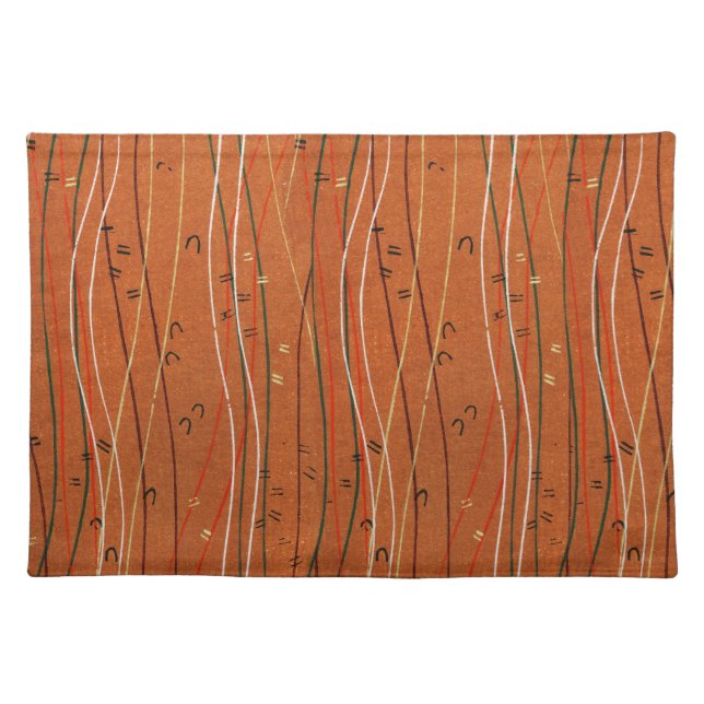 Wavy Red Stripes: Modern Japanese Abstract Art  Cloth Placemat (Front)