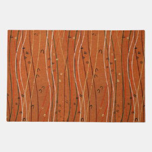 Wavy Red Stripes: Modern Japanese Abstract Art  Doormat