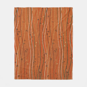 Wavy Red Stripes: Modern Japanese Abstract Art Fleece Blanket