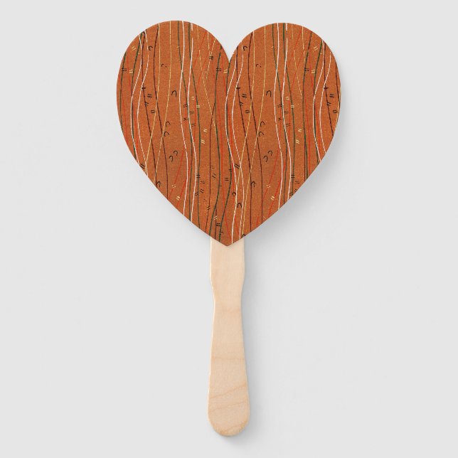 Wavy Red Stripes: Modern Japanese Abstract Art  Hand Fan (Front)