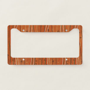 Wavy Red Stripes: Modern Japanese Abstract Art License Plate Frame