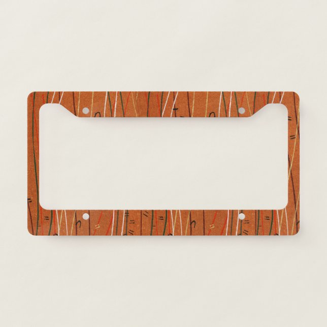Wavy Red Stripes: Modern Japanese Abstract Art  License Plate Frame (Front)