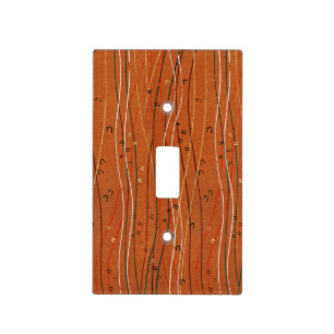 Wavy Red Stripes: Modern Japanese Abstract Art Light Switch Cover