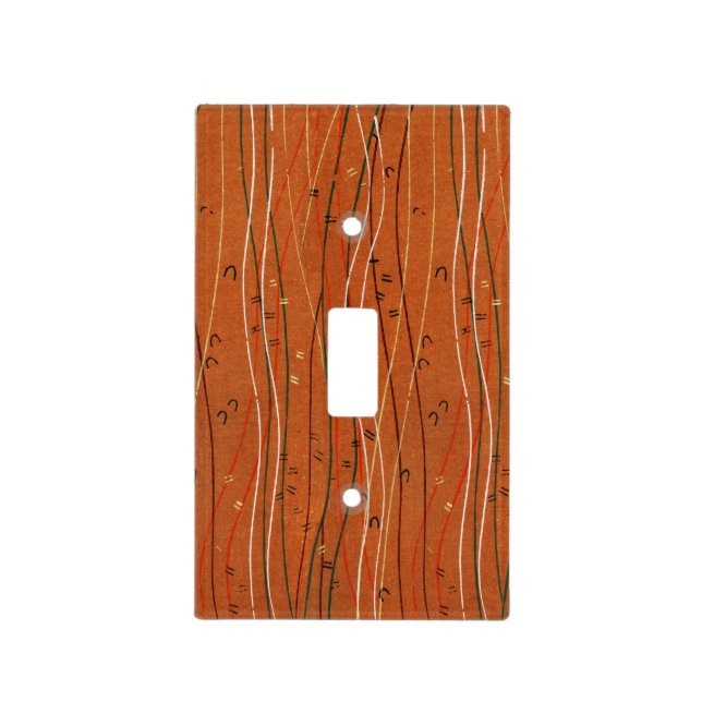 Wavy Red Stripes: Modern Japanese Abstract Art  Light Switch Cover (Front)