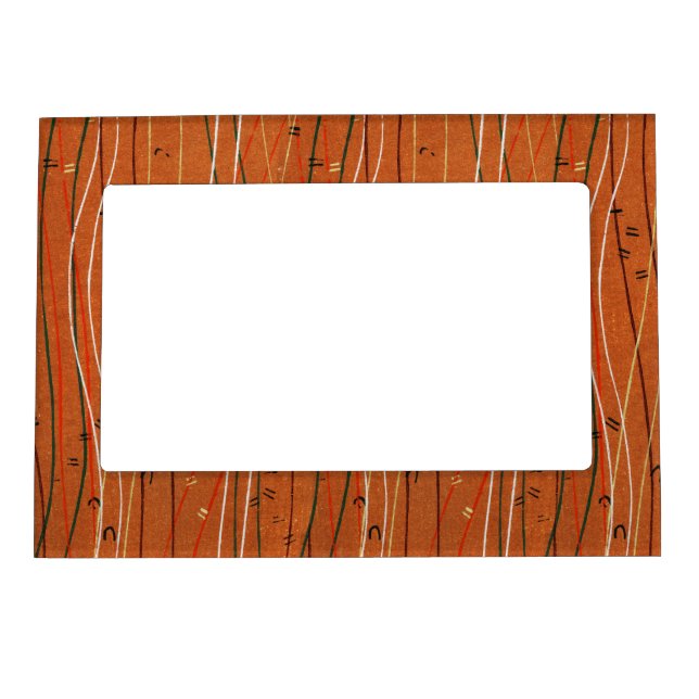 Wavy Red Stripes: Modern Japanese Abstract Art  Magnetic Frame (Front)