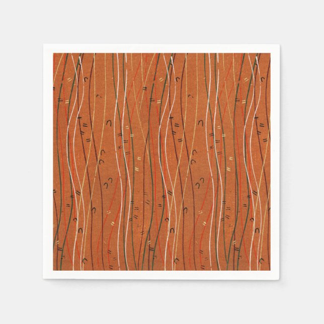 Wavy Red Stripes: Modern Japanese Abstract Art  Napkins (Front)