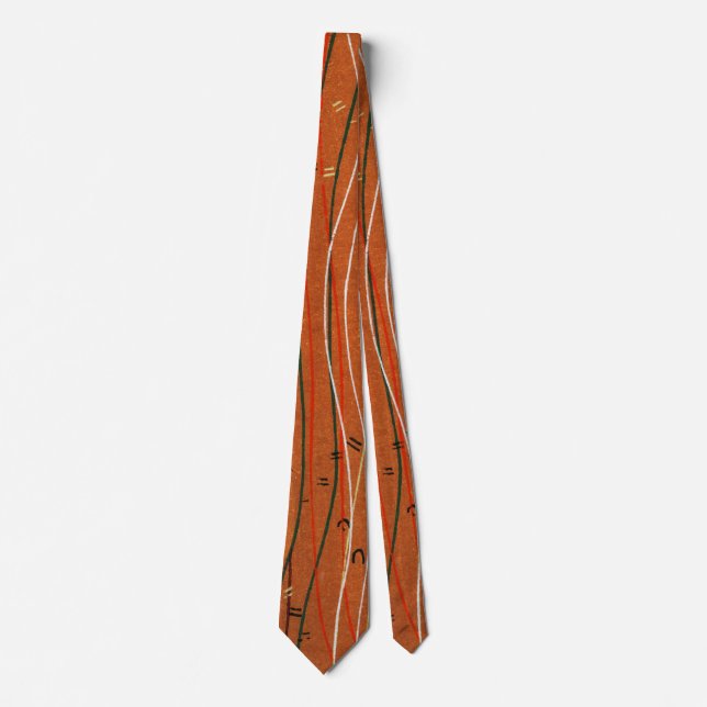 Wavy Red Stripes: Modern Japanese Abstract Art  Neck Tie (Front)