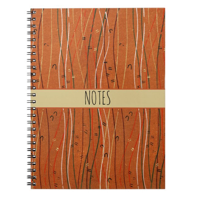 Wavy Red Stripes: Modern Japanese Abstract Art  Notebook (Front)