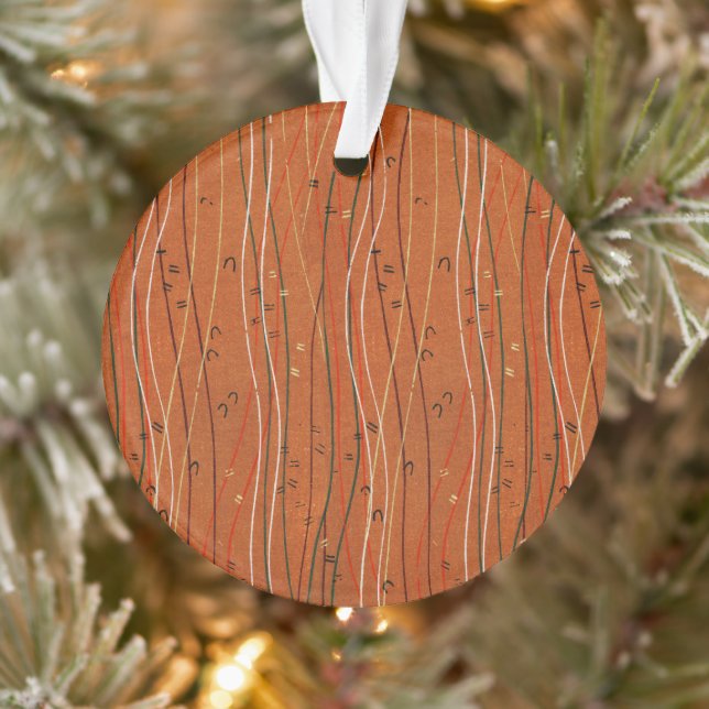 Wavy Red Stripes: Modern Japanese Abstract Art  Ornament (Tree)