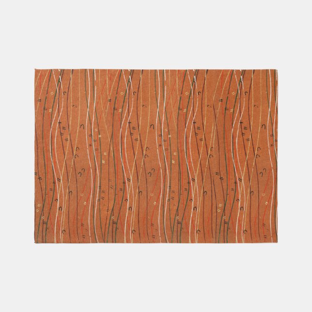 Wavy Red Stripes: Modern Japanese Abstract Art  Rug (Front)