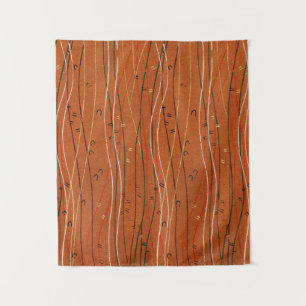 Wavy Red Stripes: Modern Japanese Abstract Art Tapestry