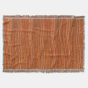 Wavy Red Stripes: Modern Japanese Abstract Art Throw Blanket