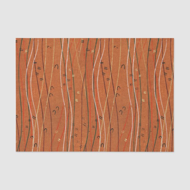 Wavy Red Stripes: Modern Japanese Abstract Art  Tissue Paper (Front)