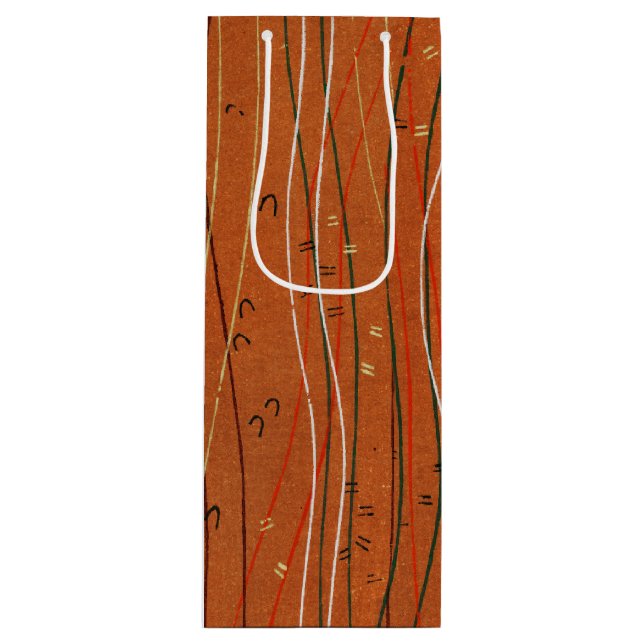 Wavy Red Stripes: Modern Japanese Abstract Art  Wine Gift Bag (Front)