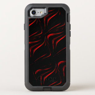 Wavy red strokes on black background  OtterBox defender iPhone SE/8/7 case