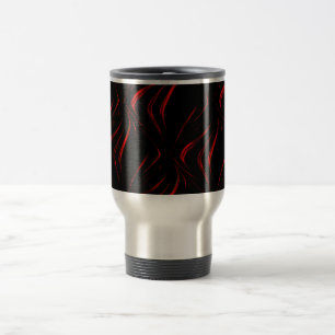 Wavy red strokes on black background  travel mug