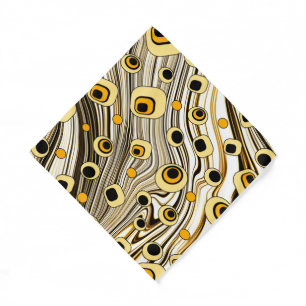 Wavy Retro Black and Yellow Floating Groovy Cute Bandana