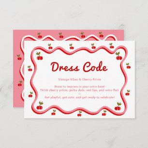 Wavy Retro Cherry Dress Code Bridal Shower Enclosure Card