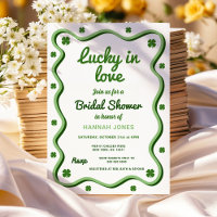 Wavy Retro Shamrock Green Bridal Shower