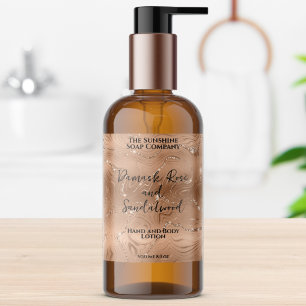 Wavy rose gold foil cosmetics bottle label
