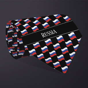 Wavy Russia Flag Pattern  Neck Tie