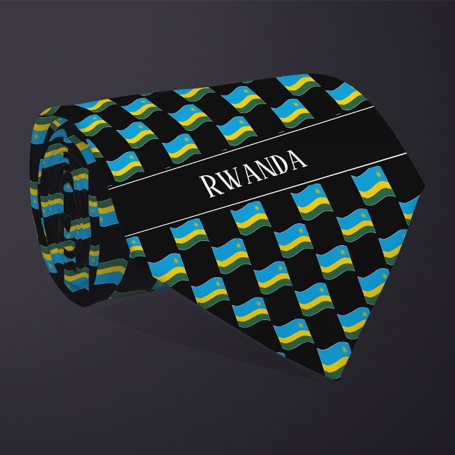 Wavy Rwanda Flag Pattern  Neck Tie (Creator Uploaded)