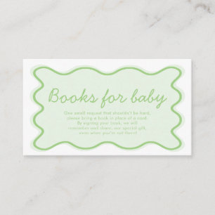 Wavy Sage Green Baby Shower Books For Baby Enclosure Card