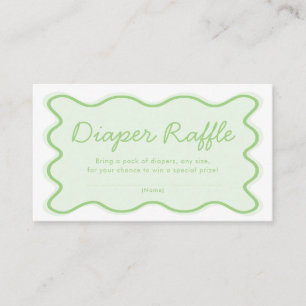 Wavy Sage Green Baby Shower Diaper Raffle Ticket Enclosure Card