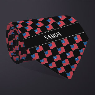 Wavy Samoa Flag Pattern  Neck Tie