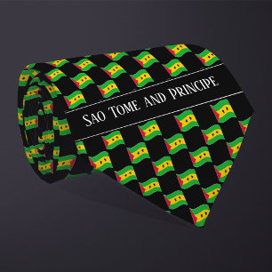 Wavy Sao Tome and Principe Flag Pattern  Neck Tie