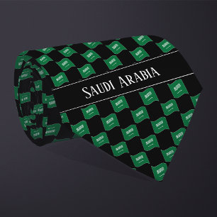 Wavy Saudi Arabia Flag Pattern  Neck Tie
