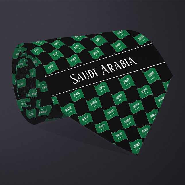Wavy Saudi Arabia Flag Pattern  Neck Tie (Creator Uploaded)