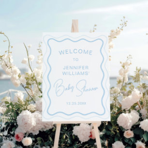 Wavy Scallop Baby Boy Shower Welcome Sign Board