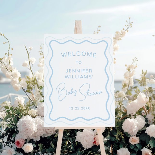 Wavy Scallop Baby Boy Shower Welcome Sign Board (Creator Uploaded)