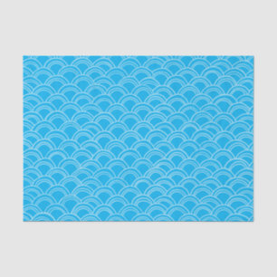 Wavy Scallops Pattern White Blue Tissue Paper