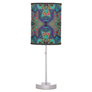 Wavy Sea Foam Green and Red Trippy Pattern Table Lamp