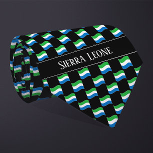 Wavy Sierra Leone Flag Pattern Neck Tie