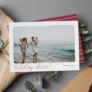 Wavy Simple Horizontal Holiday Cheer Photo Card