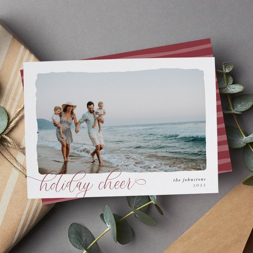 Wavy  Simple Horizontal Holiday Cheer Photo Card