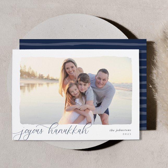 Wavy | Simple Horizontal Photo Hanukkah Holiday Card (Creator Uploaded)