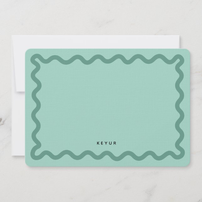 Wavy Simple Stationery Pastel Color Note Card (Front)