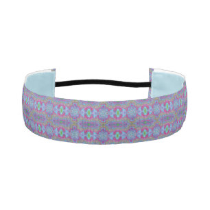 Wavy Sky Blue Multicolored Trippy Pattern Athletic Headband
