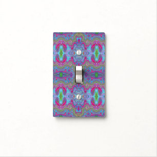 Wavy Sky Blue Multicolored Trippy Pattern Light Switch Cover