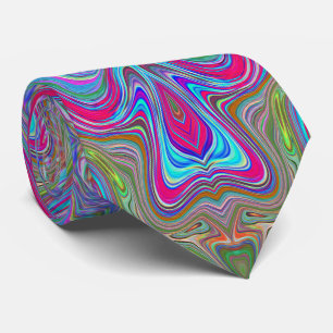Wavy Sky Blue Multicolored Trippy Pattern Neck Tie